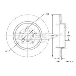 Tarcza hamulcowa TOMEX Brakes TX 71-75
