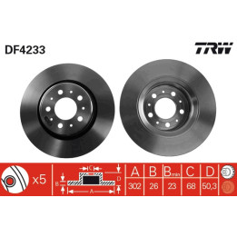 Tarcza hamulcowa TRW DF4233