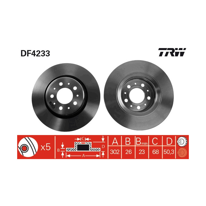 Tarcza hamulcowa TRW DF4233