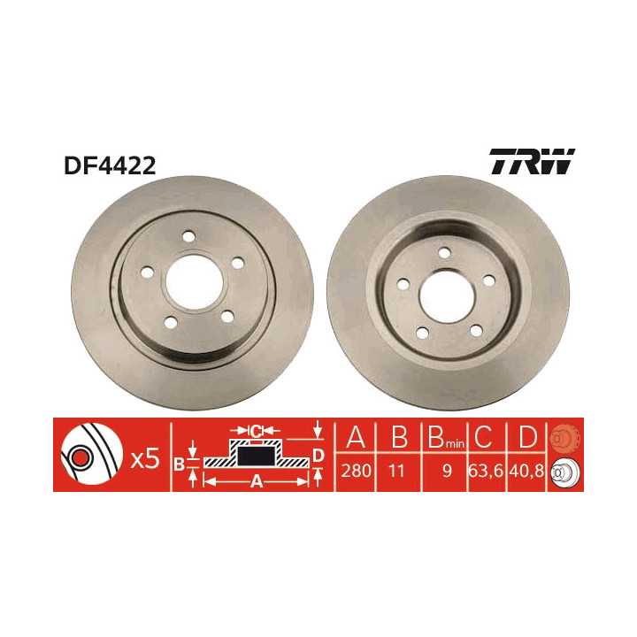Tarcza hamulcowa TRW DF4422