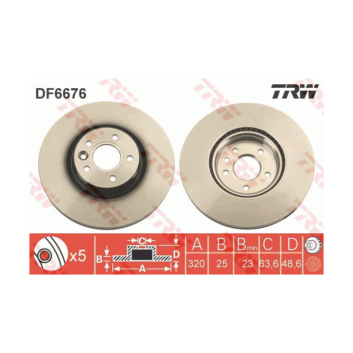 Tarcza hamulcowa TRW DF6676S