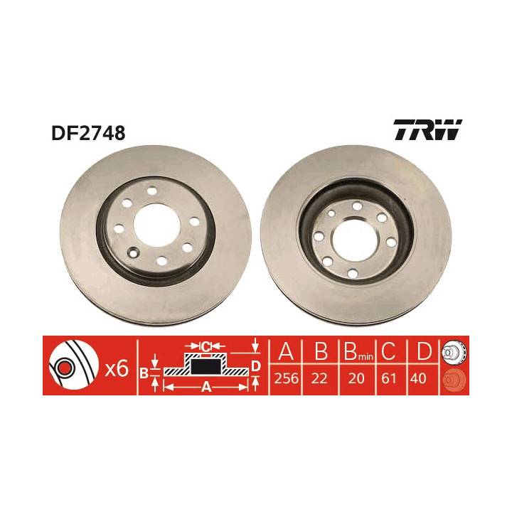 Tarcza hamulcowa TRW DF2748