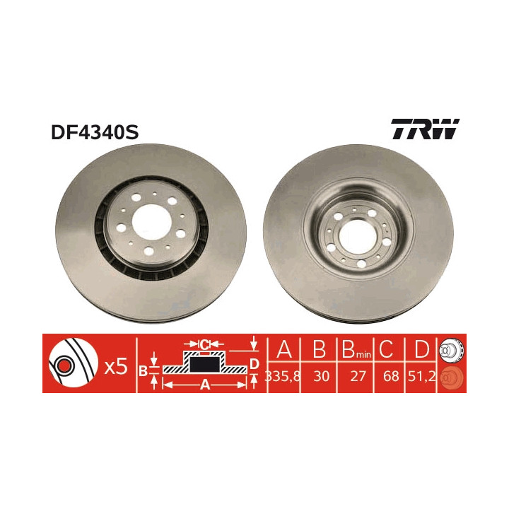 Tarcza hamulcowa TRW DF4340S