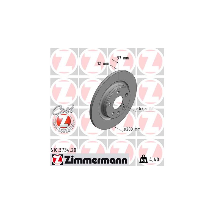 Tarcza hamulcowa ZIMMERMANN 610.3734.20