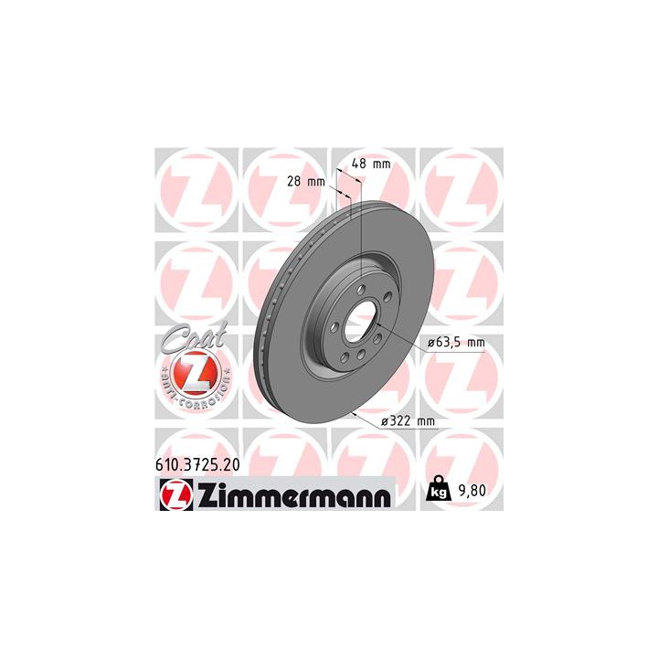 Tarcza hamulcowa ZIMMERMANN 610.3725.20