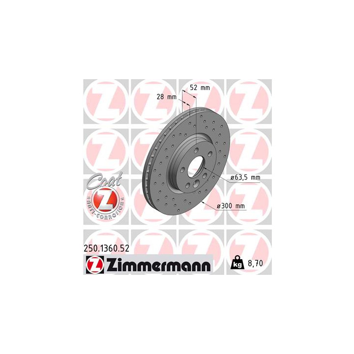 Tarcza hamulcowa ZIMMERMANN 250.1360.52