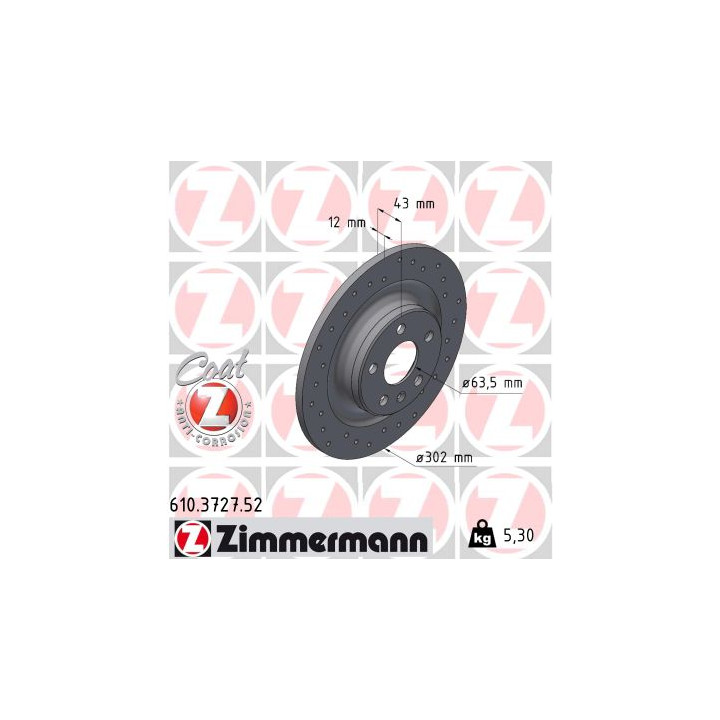Tarcza hamulcowa ZIMMERMANN 610.3727.52