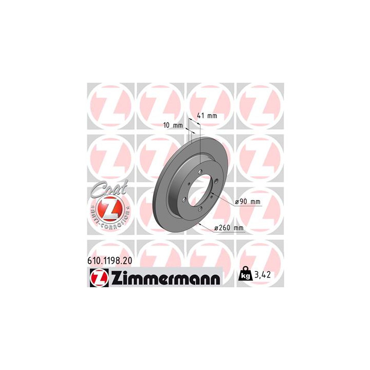 Tarcza hamulcowa ZIMMERMANN 610.1198.20