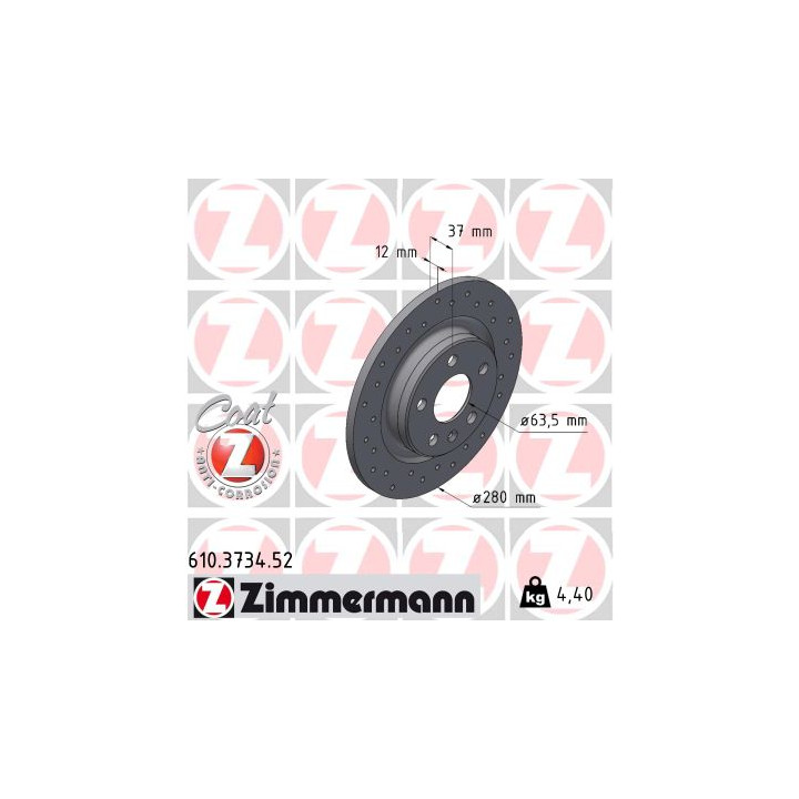 Tarcza hamulcowa ZIMMERMANN 610.3734.52