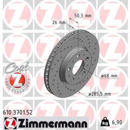 Tarcza hamulcowa ZIMMERMANN 610.3701.52