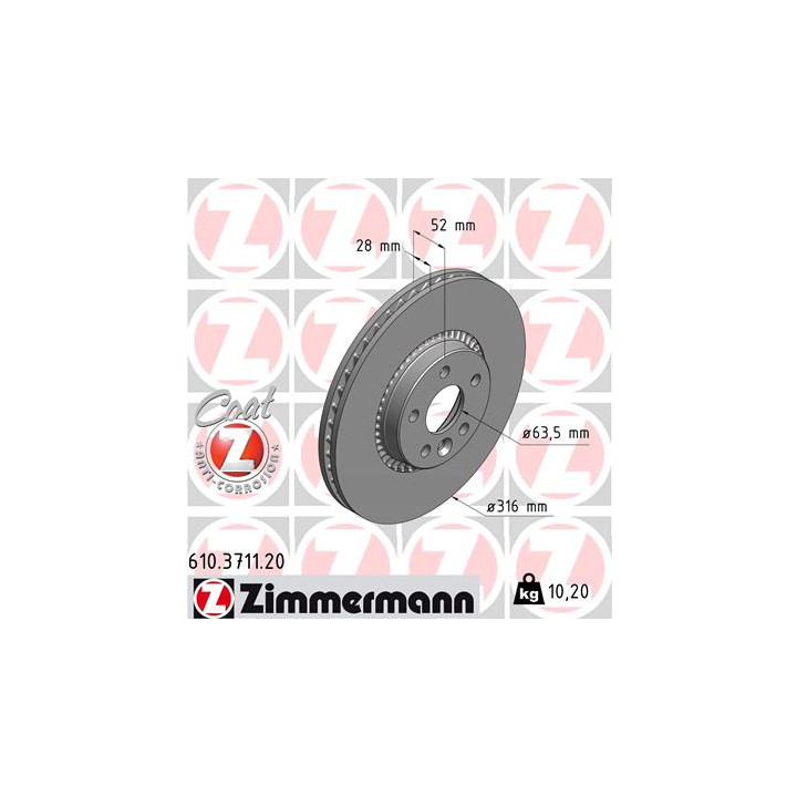 Tarcza hamulcowa ZIMMERMANN 610.3711.20