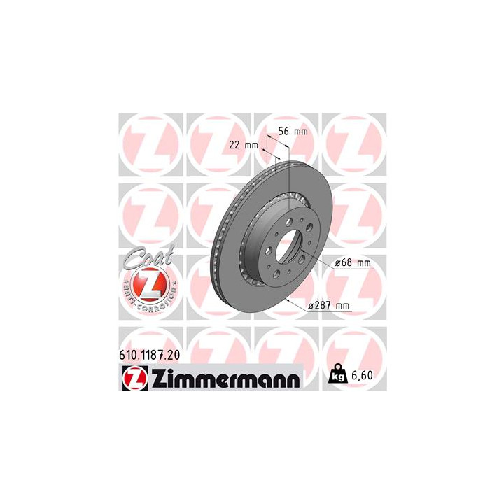 Tarcza hamulcowa ZIMMERMANN 610.1187.20