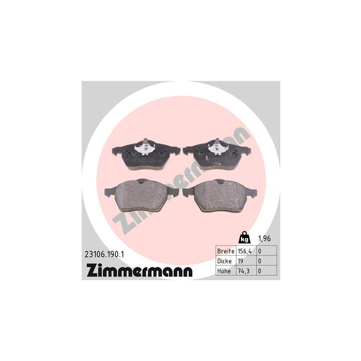 Klocki hamulcowe ZIMMERMANN 23106.190.1