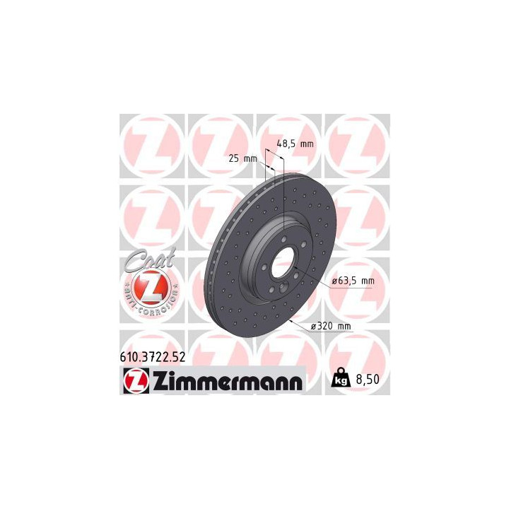 Tarcza hamulcowa ZIMMERMANN 610.3722.52