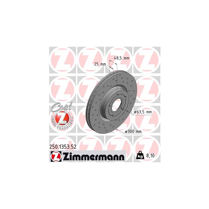 Tarcza hamulcowa ZIMMERMANN 250.1353.52