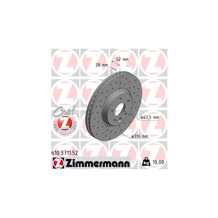 Tarcza hamulcowa ZIMMERMANN 610.3711.52