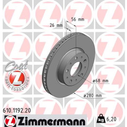 Tarcza hamulcowa ZIMMERMANN 610.1192.20