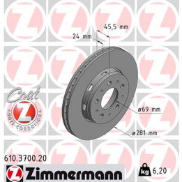 Tarcza hamulcowa ZIMMERMANN 610.3700.20