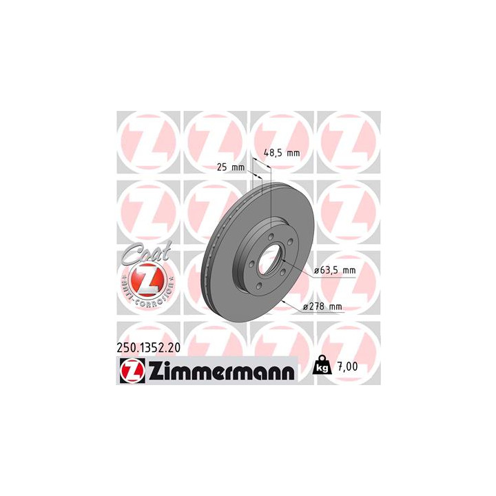 Tarcza hamulcowa ZIMMERMANN 250.1352.20