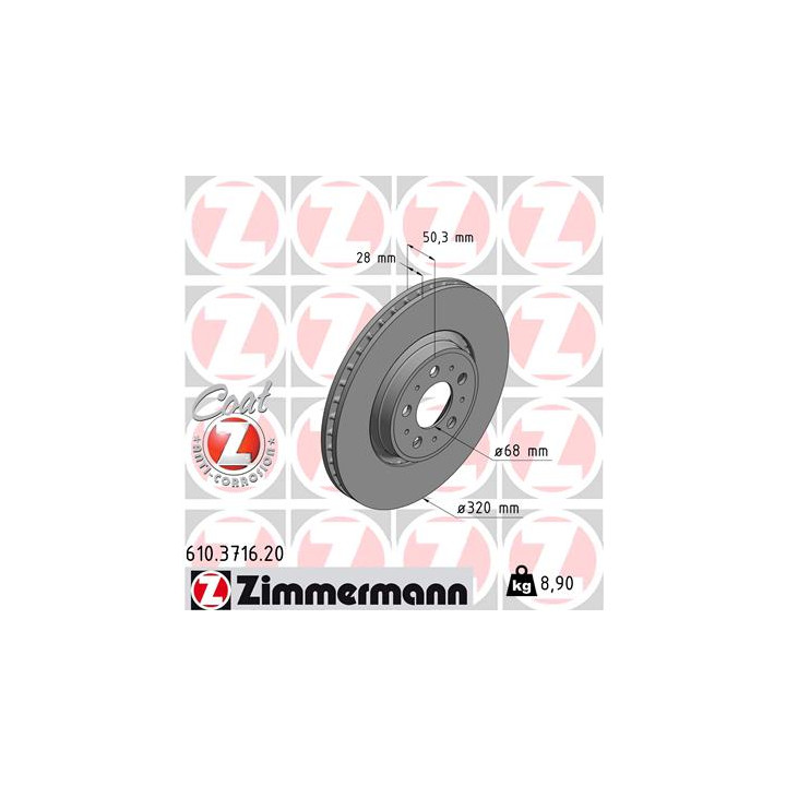 Tarcza hamulcowa ZIMMERMANN 610.3716.20