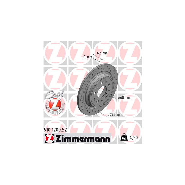 Tarcza hamulcowa ZIMMERMANN 610.1200.52