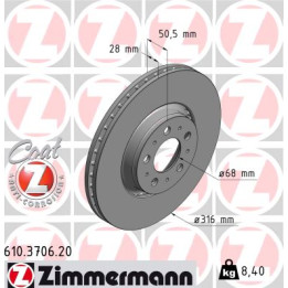 Tarcza hamulcowa ZIMMERMANN 610.3706.20