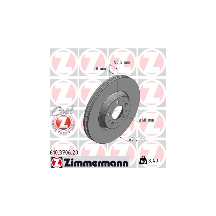 Tarcza hamulcowa ZIMMERMANN 610.3706.20