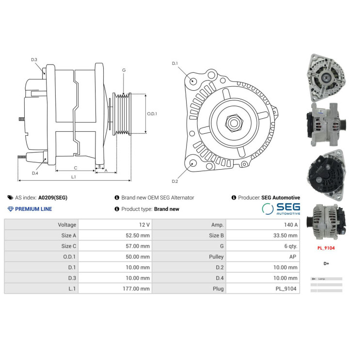 Alternator AS-PL A0209(SEG)