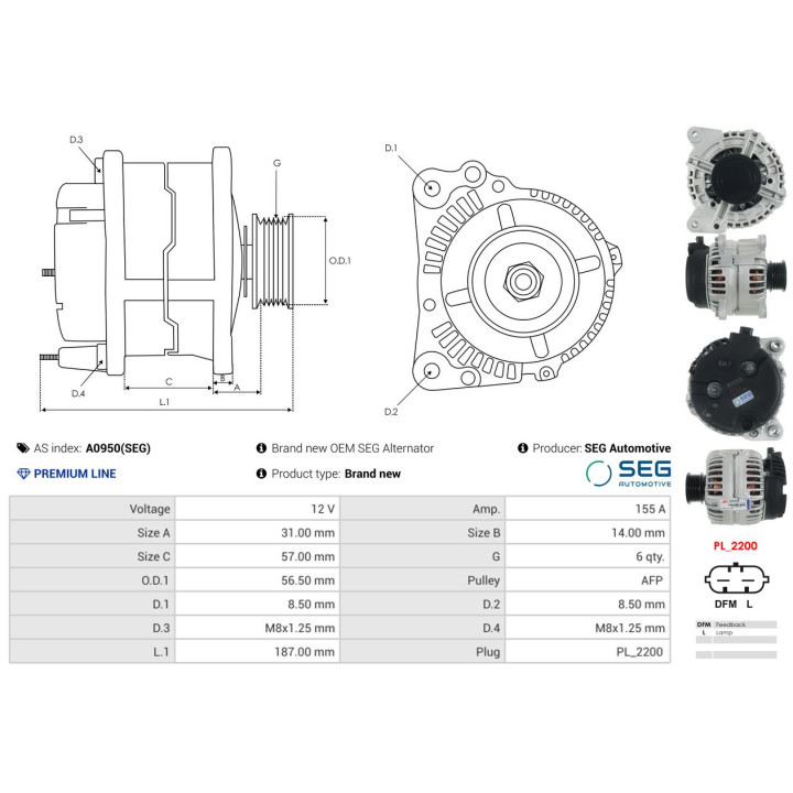 Alternator AS-PL A0950(SEG)