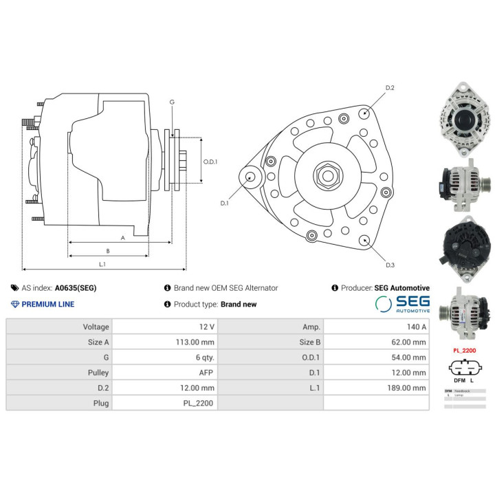 Alternator AS-PL A0635(SEG)