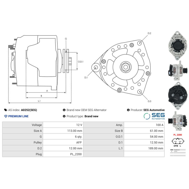 Alternator AS-PL A0252(SEG)
