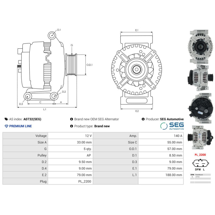 Alternator AS-PL A0732(SEG)