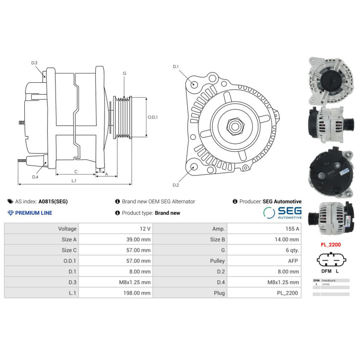 Alternator AS-PL A0815(SEG)