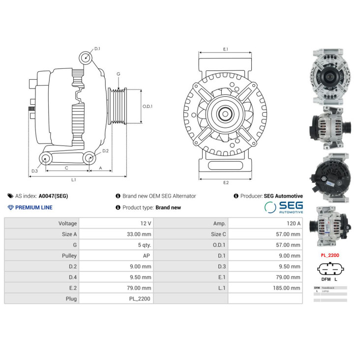 Alternator AS-PL A0047(SEG)