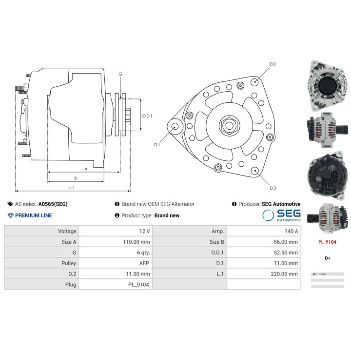 Alternator AS-PL A0565(SEG)