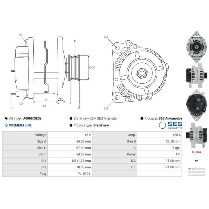 Alternator AS-PL A0066(SEG)