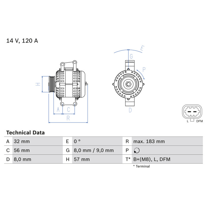 Alternator BOSCH 0 986 044 020