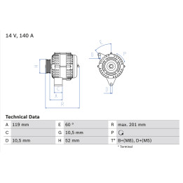 Alternator BOSCH 0 986 046 190