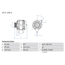 Alternator BOSCH 0 986 039 250