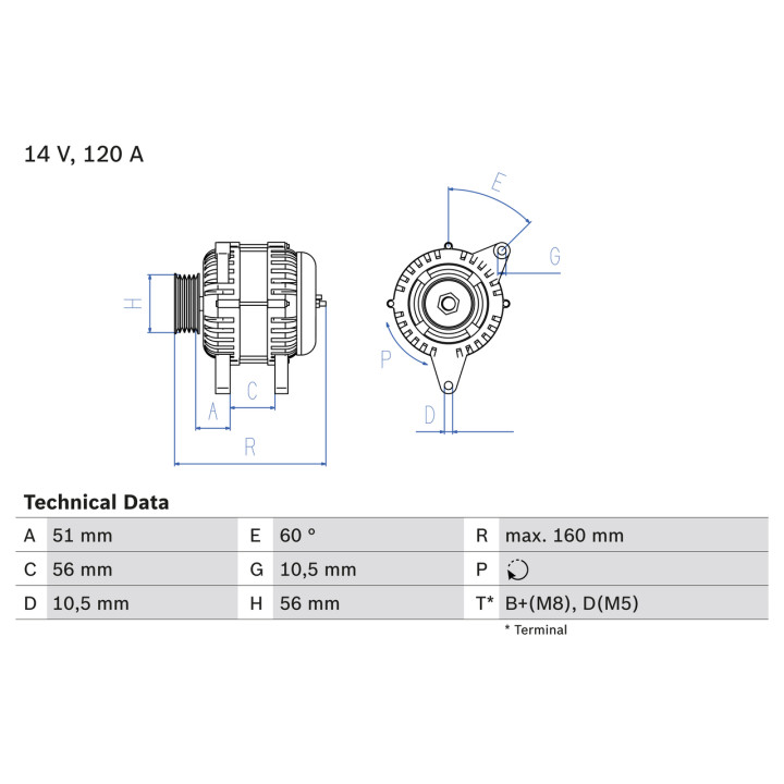 Alternator BOSCH 0 986 039 250