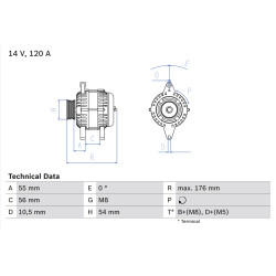 Alternator BOSCH 0 986 046 150