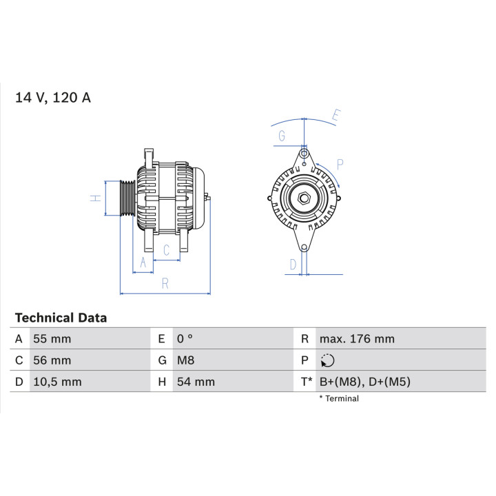 Alternator BOSCH 0 986 046 150