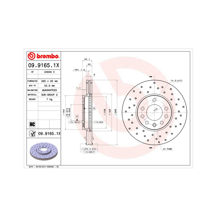 Tarcza hamulcowa BREMBO 09.9165.1X