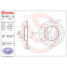 Tarcza hamulcowa BREMBO 08.9511.1X