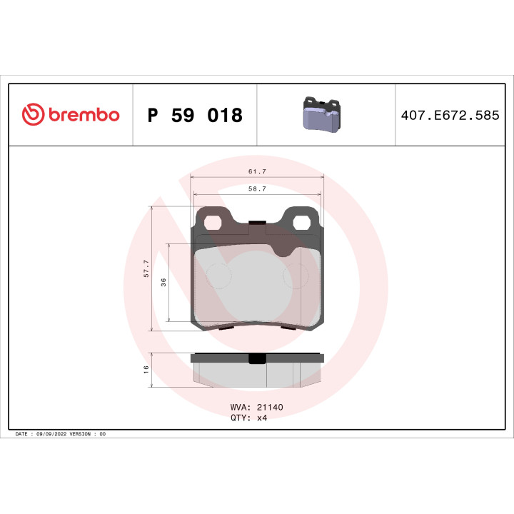 Klocki hamulcowe BREMBO P 59 018