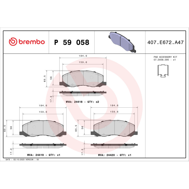 Klocki hamulcowe BREMBO P 59 058