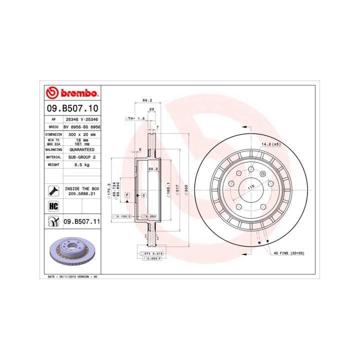 Tarcza hamulcowa BREMBO 09.B507.11