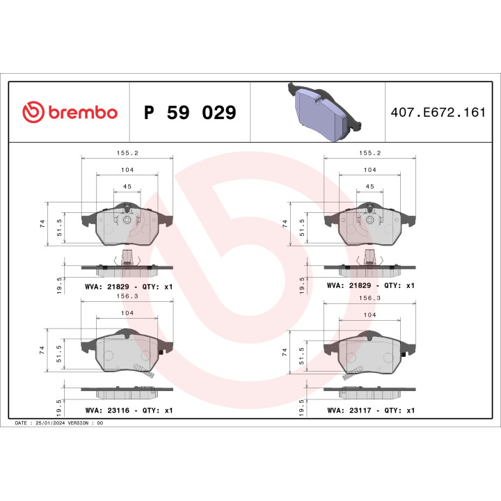 Klocki hamulcowe BREMBO P 59 029