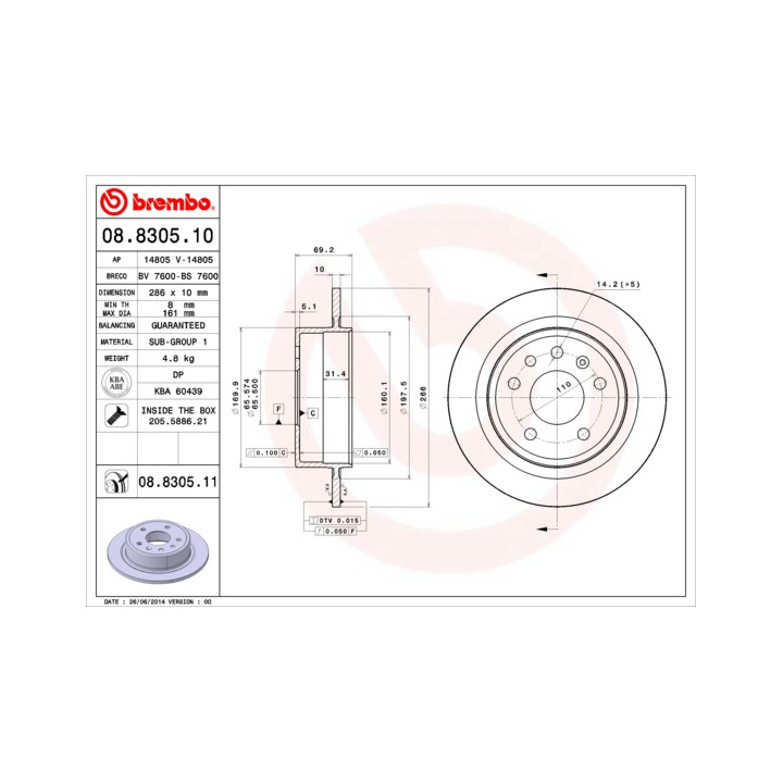 Tarcza hamulcowa BREMBO 08.8305.11