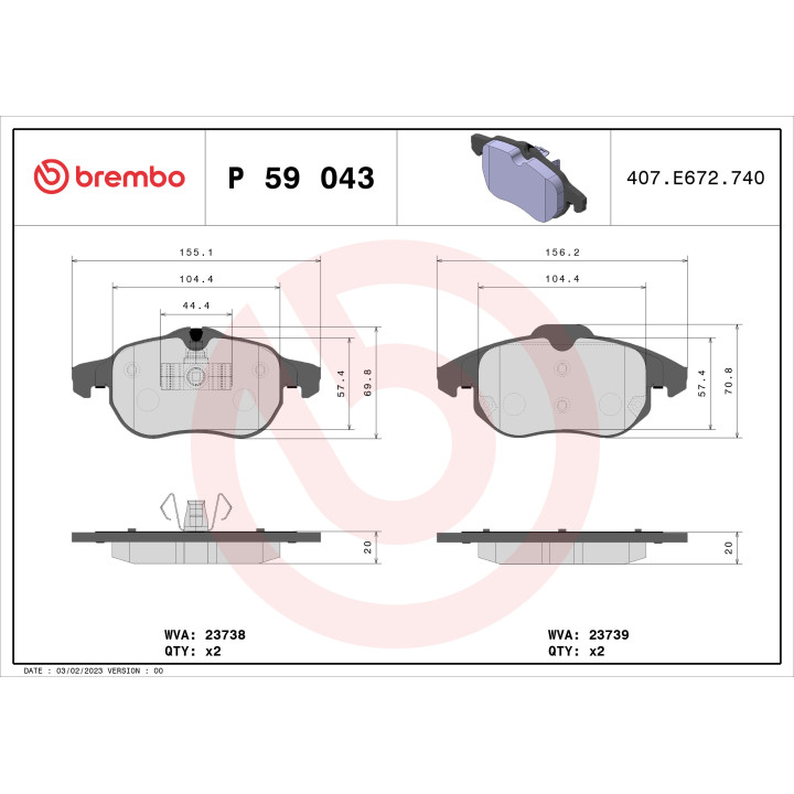 Klocki hamulcowe BREMBO P 59 043